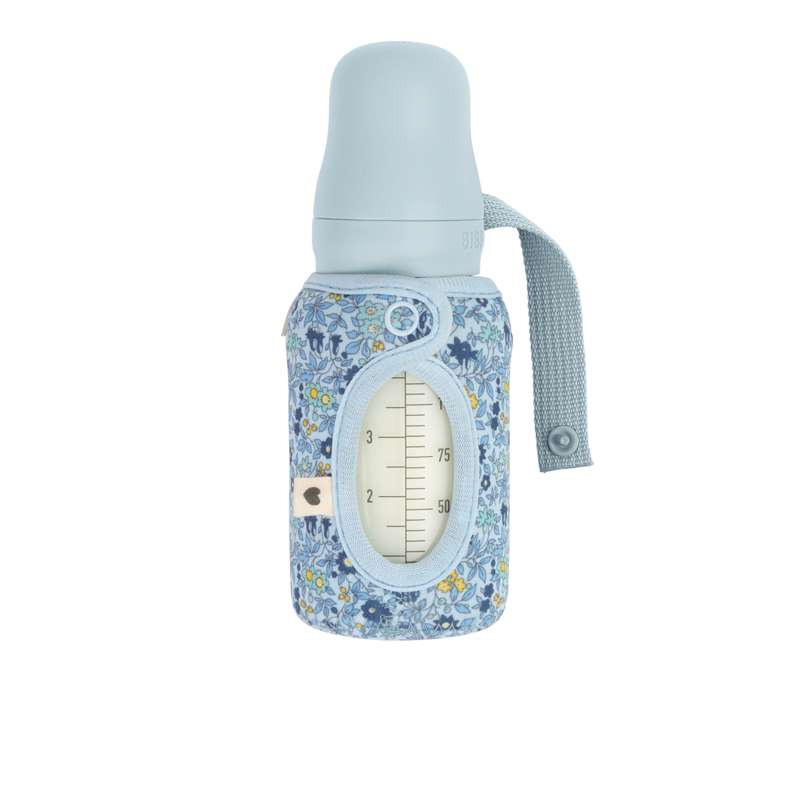 BIBS Flaska - Ärmskydd för Nappar - Liten - 110 ml. - Kamomillgräs/Babyblå 