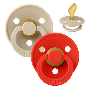 BIBS Anatomisk Colour napp - 2-Pak - strl. 2 - naturgummi - Vanilj/Candy Apple 