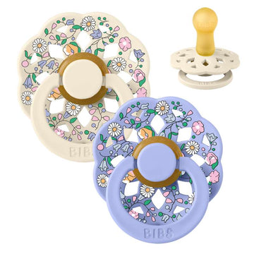 BIBS Rund bohem napp - 2-pack - strl. 2 - naturgummi - Liberty - Chloe Meadow/Ivory Mix 