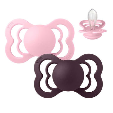 BIBS Symmetrisk Supreme napp - 2-Pack - strl. 2 - Silikon - Baby Pink/Plum 