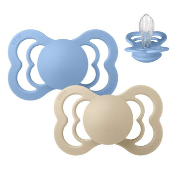 BIBS Symmetrisk Supreme napp - 2-Pack - strl. 2 - Silikon - Vanilj/Himmelsblå 