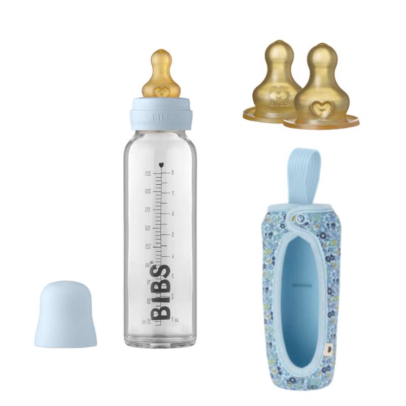 BIBS Flaskpaket - No3 - Stor - Baby Blue/Kamomillgräsmatta 