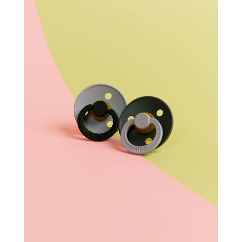 BIBS Rund Colour napp - strl. 2 - naturgummi - Studio - Fusion - Cloud/Iron Mix 