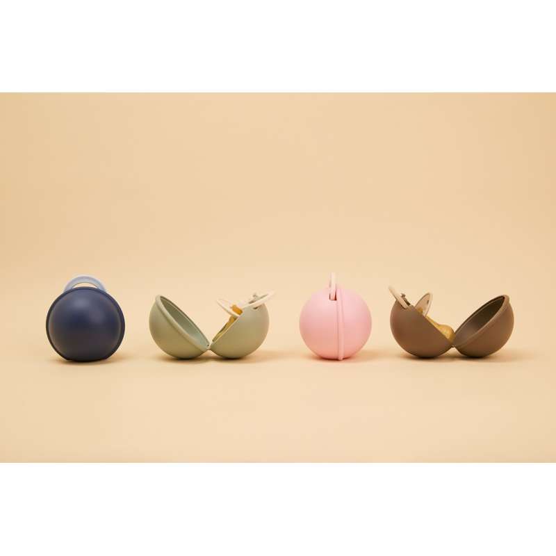 BIBS Rund Colour Sut - Str. 1 - Naturgummi - m. Pacifier Case Mini - Vanilla/Dark Oak