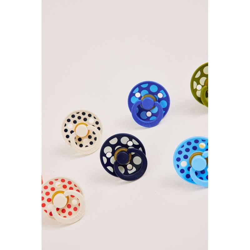 BIBS Rund Colour Sut - Str. 2 - Naturgummi - Mega Polka Studio - Ivory/Deep Space