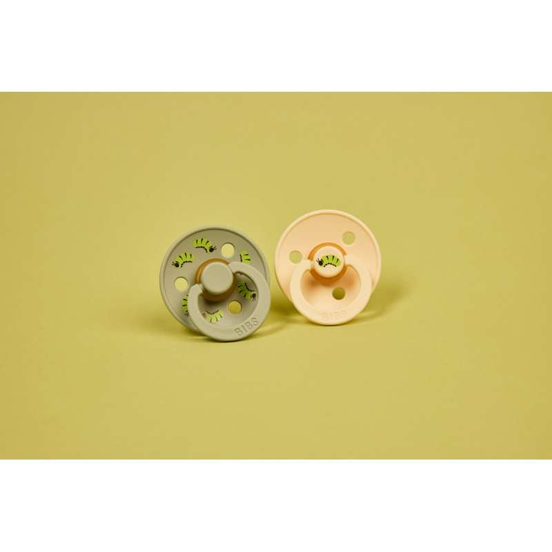 BIBS Rund Colour Sut - 2-Pak - Str. 2 - Naturgummi - Caterpillar Studio - Silk/Sage