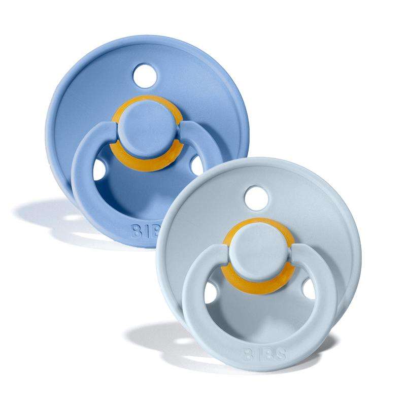 Bibs Rund Colour Napp - 2-Pack - strl. 2 - naturgummi - Himla Blå/Baby Blå 