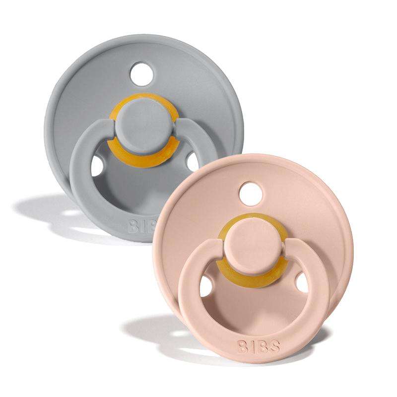 Bibs Rund Colour Napp - 2-Pack - strl. 2 - naturgummi - Moln/Blush 
