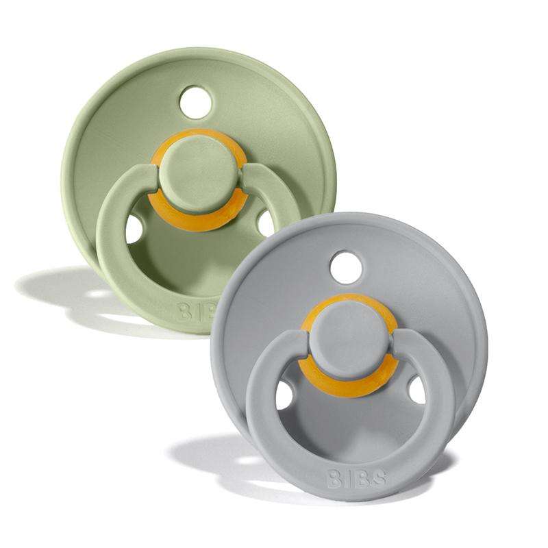 Bibs Rund Colour Napp - 2-Pack - strl. 1 - naturgummi - Salvia/Moln 