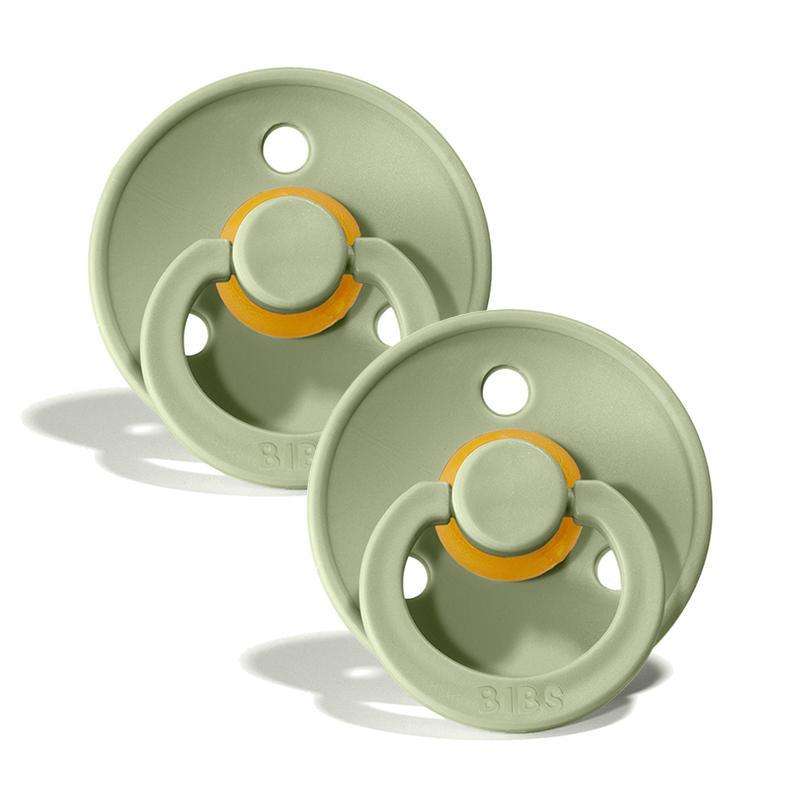 Bibs Rund Colour Napp - 2-Pack - strl. 2 - naturgummi - Salvia/Salvia 