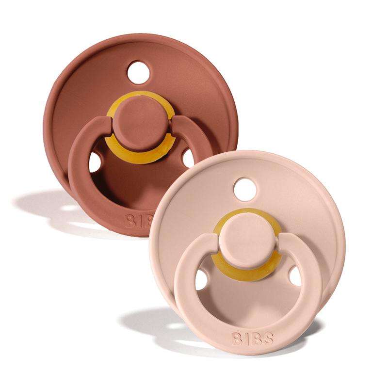 Bibs Rund Colour Napp - 2-Pack - strl. 2 - naturgummi - Woodchuck/Blush 