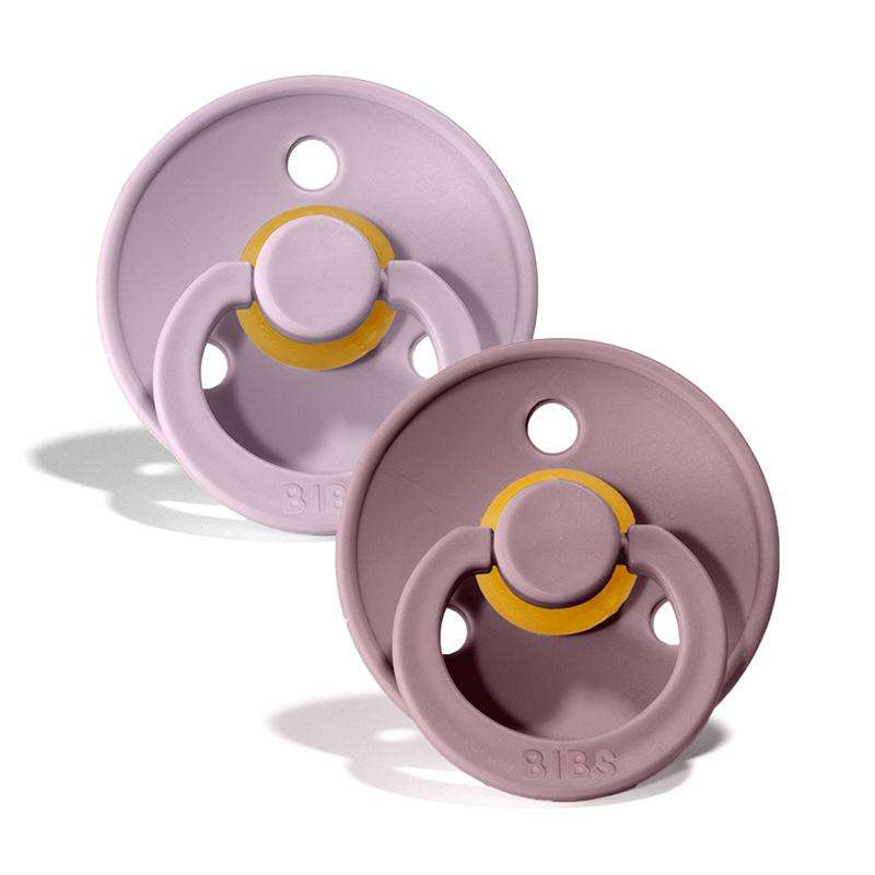 Bibs Rund Colour Napp - 2-Pack - strl. 1 - naturgummi - Duskig Lila/Heather 