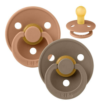Bibs Rund Colour Napp - 2-Pack - strl. 1 - naturgummi - Jord/Mörk ek 