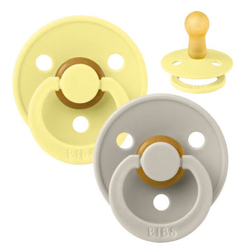 Bibs Rund Colour Napp - 2-Pack - strl. 2 - naturgummi - Sunshine/Sand 