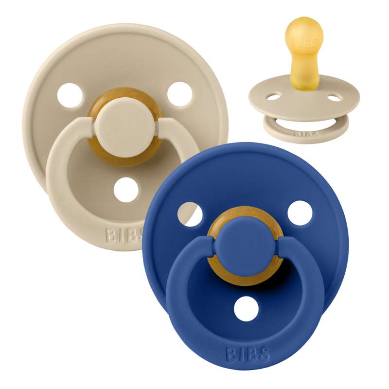 Bibs Rund Colour Napp - 2-Pack - strl. 2 - naturgummi - Vanilj/Blåklint 