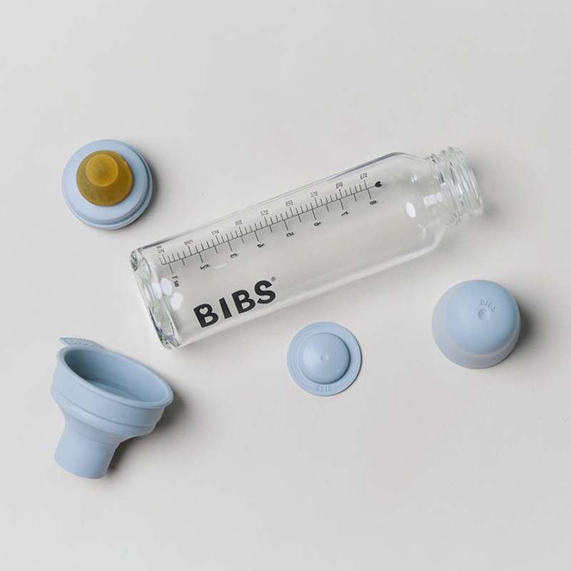 BIBS Flaska - Sutteflaskset - Glas - Latex/Rund - 225 ml. - Baby Blue 