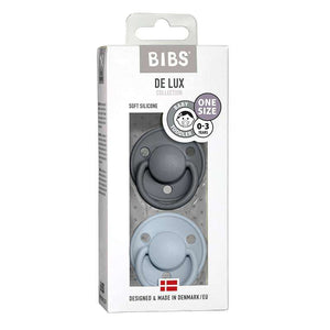 BIBS De Lux Napp - 2-Pack - Onesize - Silikon - Iron/Baby Blue
