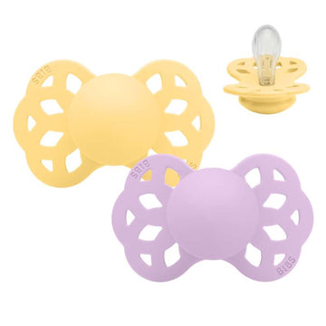 BIBS Symmetrisk Infinity Sut - 2-Pack - strl. 1 - Silikon - Pale Butter/Violet Sky 