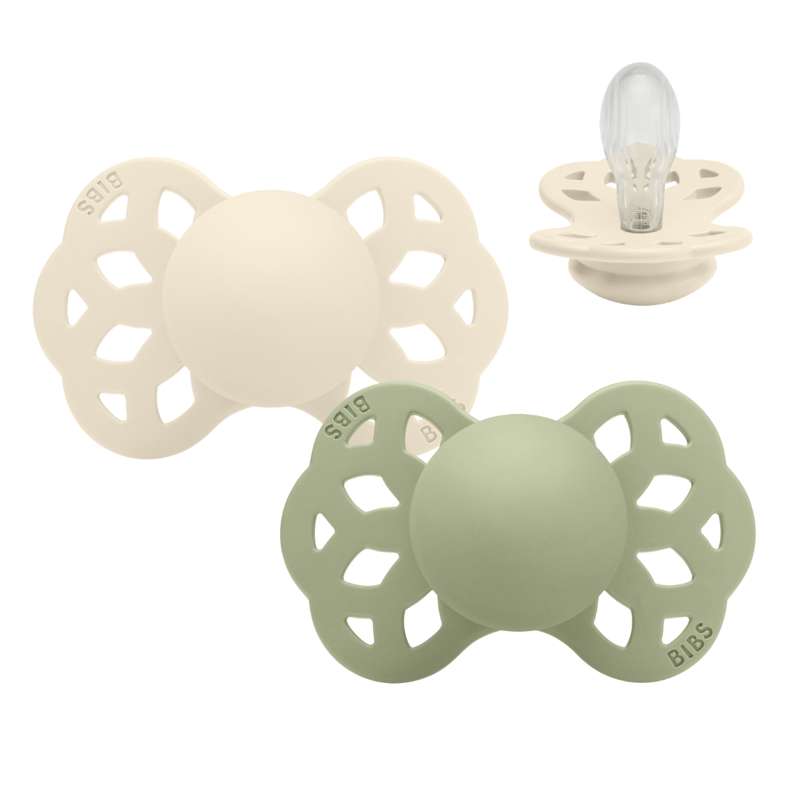 BIBS Symmetrisk Infinity Sut - 2-Pack - strl. 2 - Silikon - Elfenben/Salvia 