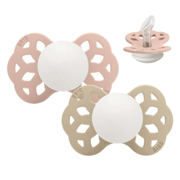BIBS Anatomisk Infinity Sut - 2-Pack - strl. 1 - Silikon - GLOW - Blush/Vanilj 