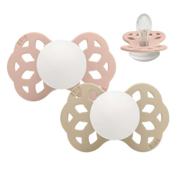 BIBS Symmetrisk Infinity Sut - 2-Pack - strl. 1 - Silikon - GLOW - Blush/Vanilj 