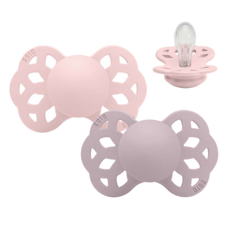 BIBS Symmetrisk Infinity Sut - 2-Pack - strl. 1 - Silikon - Blossom/Dusky Lilac 
