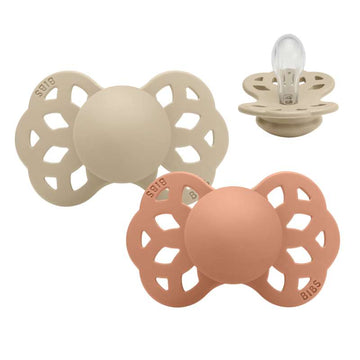 BIBS Symmetrisk Infinity Sut - 2-Pack - strl. 1 - Silikon - Vanilj/Persika 