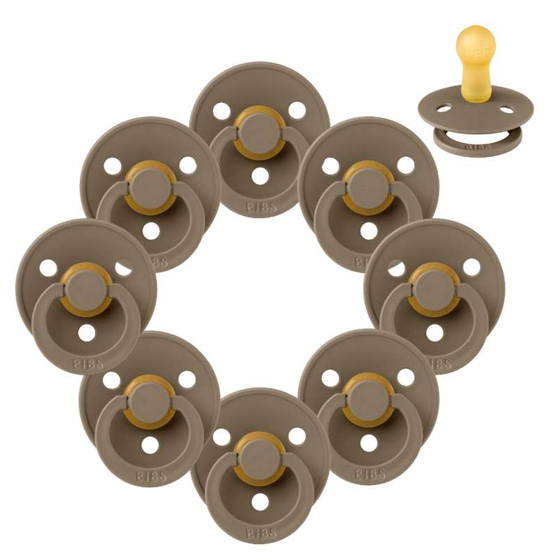 Bibs Rund Colour Napp - bundle - 8 st. - strl. 2 - Mörk ek 