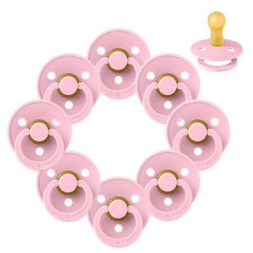 Bibs Rund Colour Napp - bundle - 8 st. - strl. 2 - Baby Pink 
