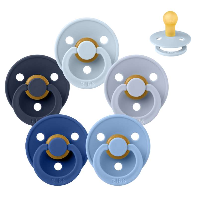 Bibs Rund Colour Napp - bundle - 5 st. - strl. 1 - Blåögd baby 