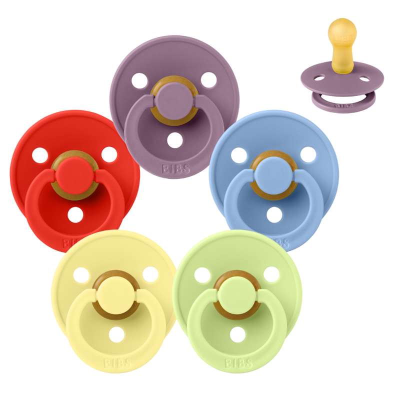 Bibs Rund Colour Napp - bundle - 5 st. - strl. 2 - Färgerna i regnbågen 