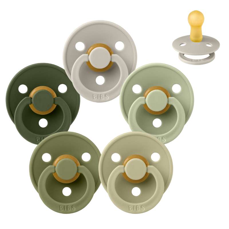 Bibs Rund Colour Napp - bundle - 5 st. - strl. 2 - Soft Moss 
