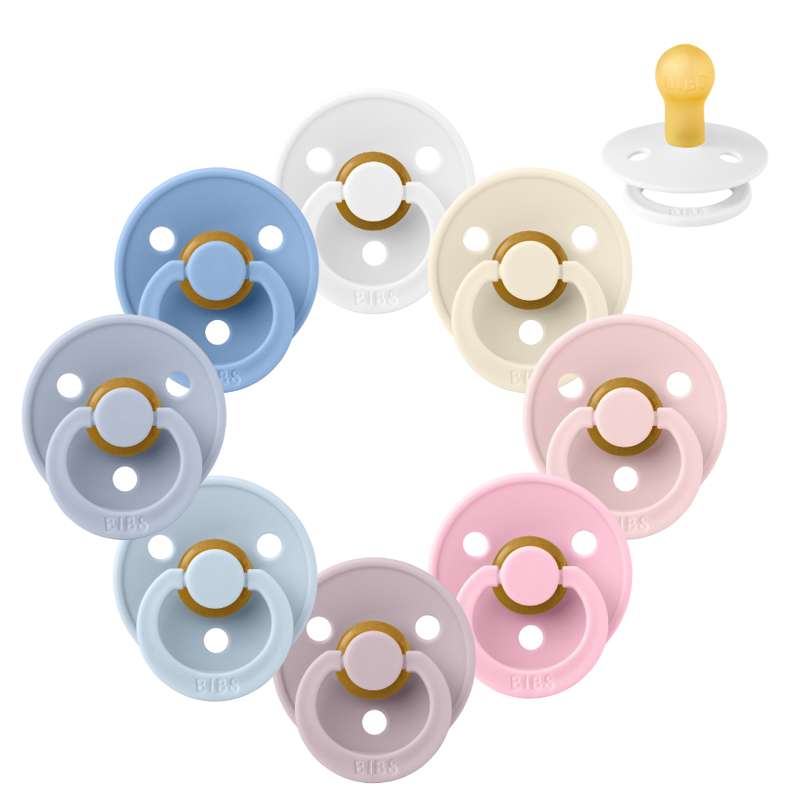 Bibs Rund Colour Napp - bundle - 8 st. - strl. 1 - The Babyshower Collection 