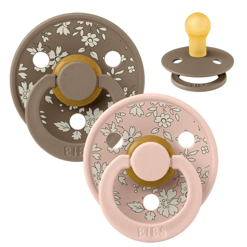 Bibs Rund Colour Napp - 2-Pack - strl. 1 - naturgummi - Liberty - Capel/Blush Mix 