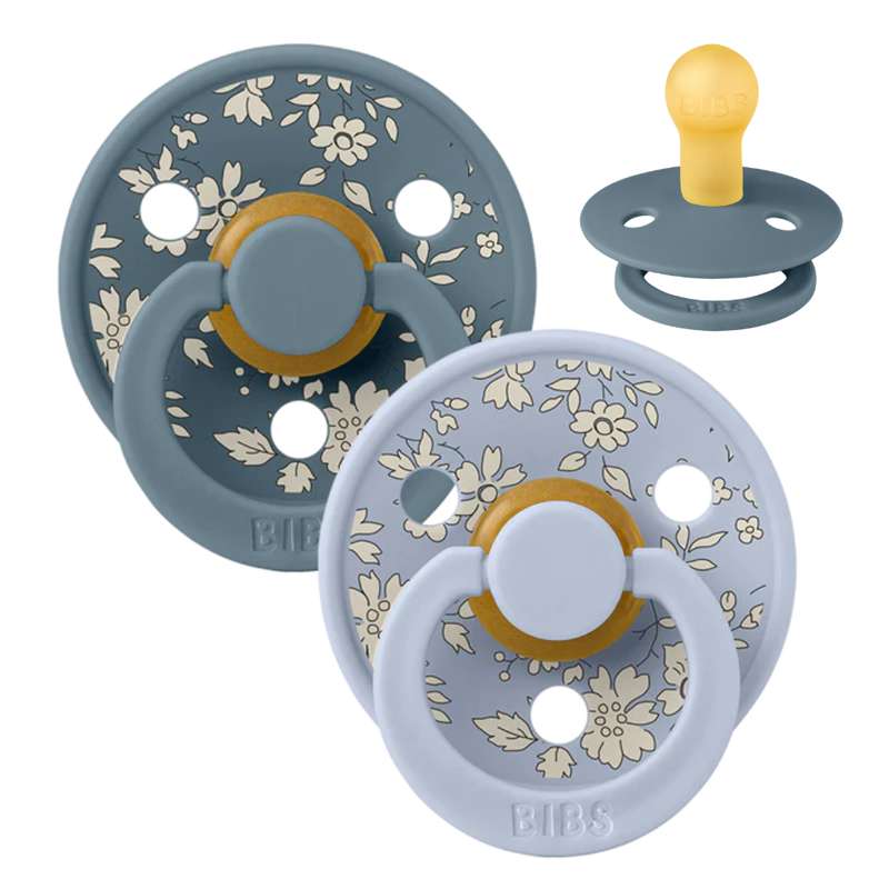 Bibs Rund Colour Napp - 2-Pack - strl. 1 - naturgummi - Liberty - Capel/Dusty Blue Mix 