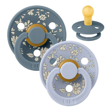 Bibs Rund Colour Napp - 2-Pack - strl. 1 - naturgummi - Liberty - Capel/Dusty Blue Mix 