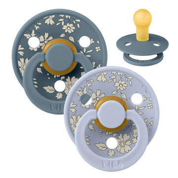 Bibs Rund Colour Napp - 2-Pack - strl. 1 - naturgummi - Liberty - Capel/Dusty Blue Mix 