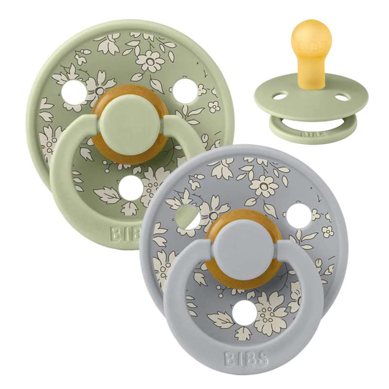 Bibs Rund Colour Napp - 2-Pack - strl. 1 - naturgummi - Liberty - Capel/Sage Mix 