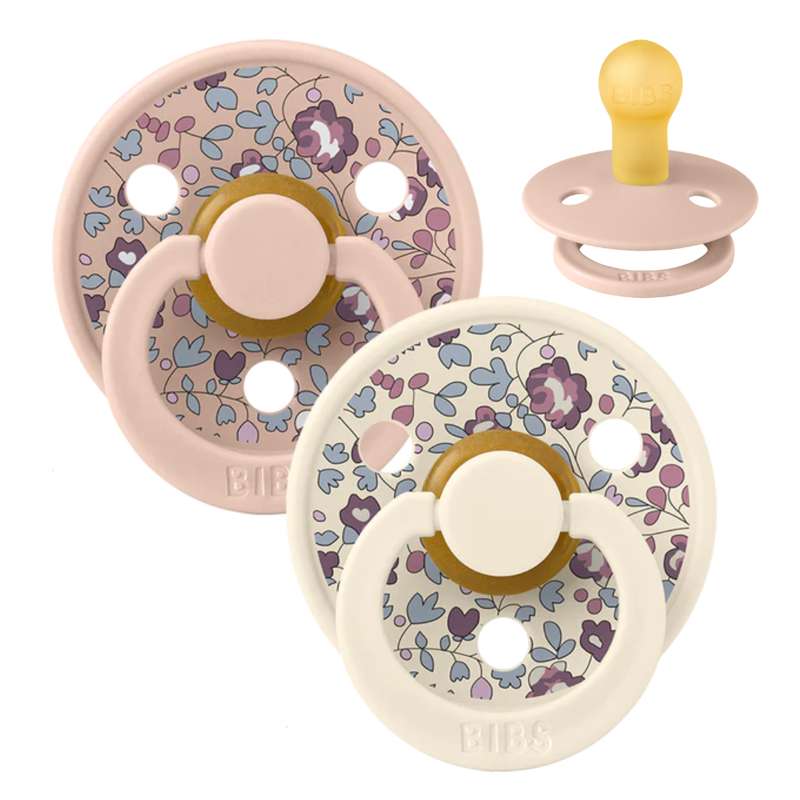 Bibs Rund Colour Napp - 2-Pack - strl. 2 - naturgummi - Liberty - Eloise/Blush Mix 