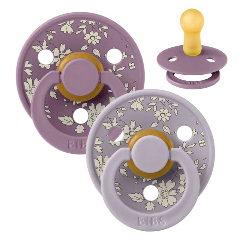 Bibs Rund Colour Napp - 2-Pack - strl. 2 - naturgummi - Liberty - Capel/Fossil Grey Mix 