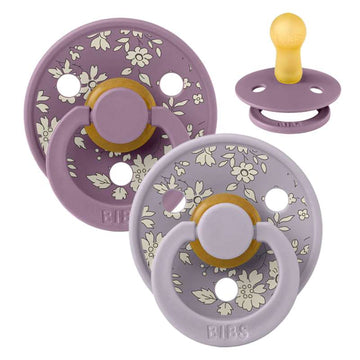Bibs Rund Colour Napp - 2-Pack - strl. 2 - naturgummi - Liberty - Capel/Fossil Grey Mix 