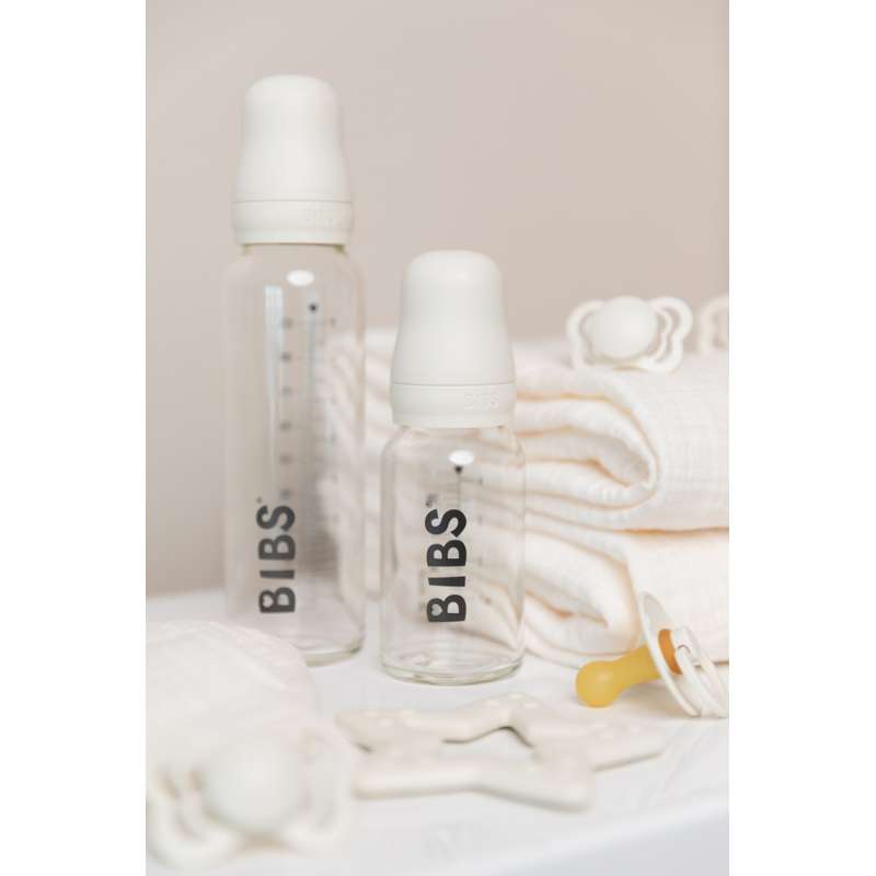 BIBS Flaska - Sutteflaskeset - Glas - Latex/Rund - 110 ml. - Elfenben 