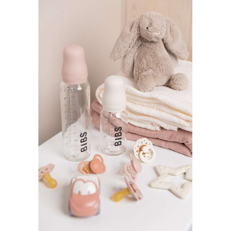BIBS Flaska - Sutteflaskset - Glas - Latex/Rund - 225 ml. - Blush 