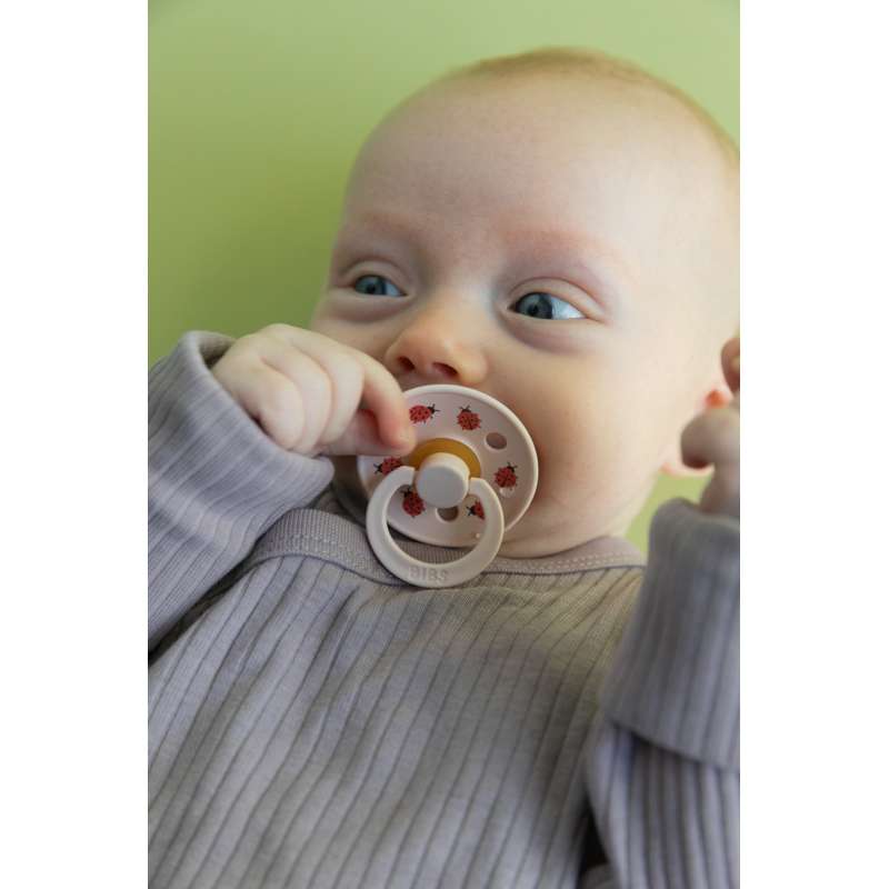 Bibs Rund Colour Napp - strl. 2 - naturgummi - Studio - Nyckelpiga - Blomblad 