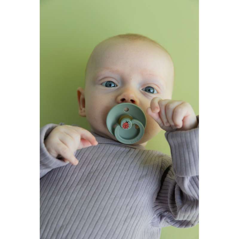 Bibs Rund Colour Napp - strl. 3 - naturgummi - Studio - Nyckelpiga - Salvia 