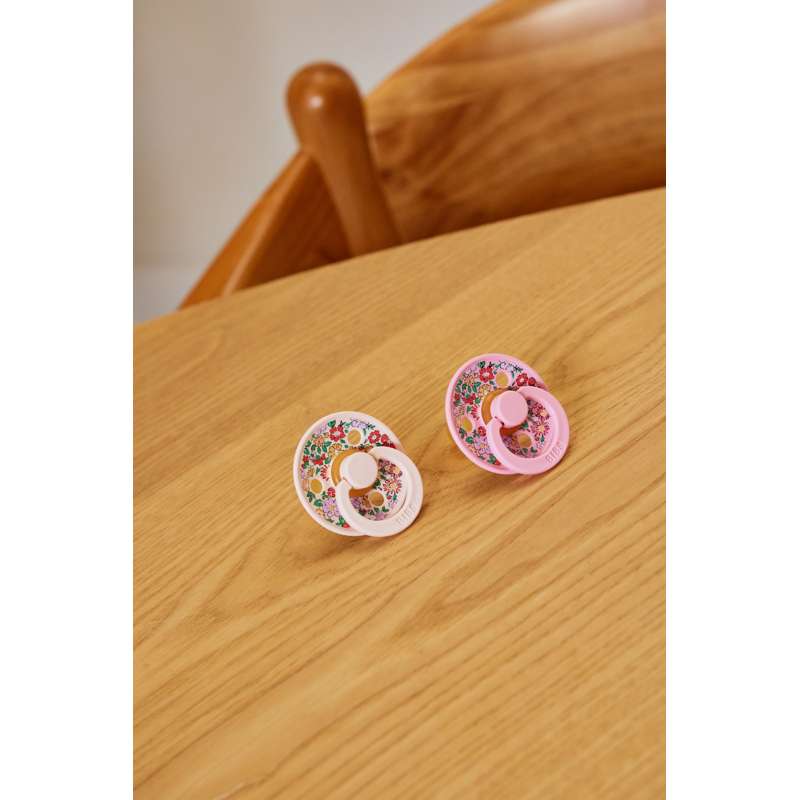 BIBS Rund färg napp - 2-pack - strl. 2 - naturgummi - Liberty - Oscar Meadow/Petal Mix 
