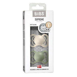 BIBS Supreme Napp - 2-Pack - Stl 1 - Silikon - Ivory/Sage