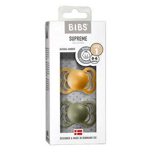 BIBS Supreme Napp - 2-Pack - Stl 1 - Silikon - Honey Bee/Olive