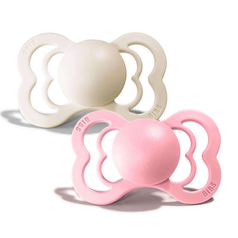 Bibs Supreme Napp - 2-Pack - strl. 1 - Silikon - Elfenben/Babyrosa 