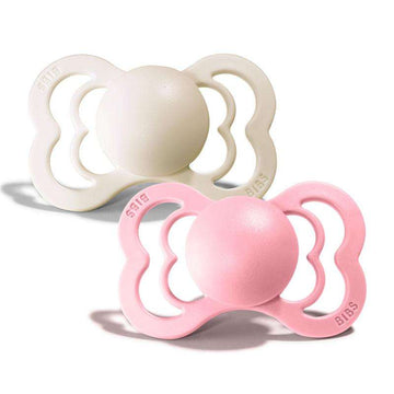 Bibs Supreme Napp - 2-Pack - strl. 1 - Silikon - Elfenben/Babyrosa 